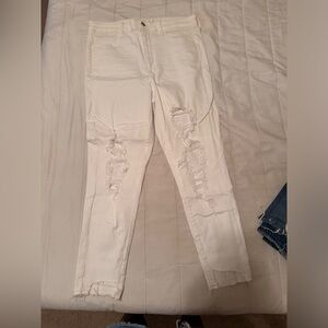 American Eagle Outfitters White Skinny Distressed Jeans